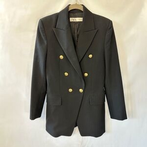 Zara Double Breasted Blazer - Black